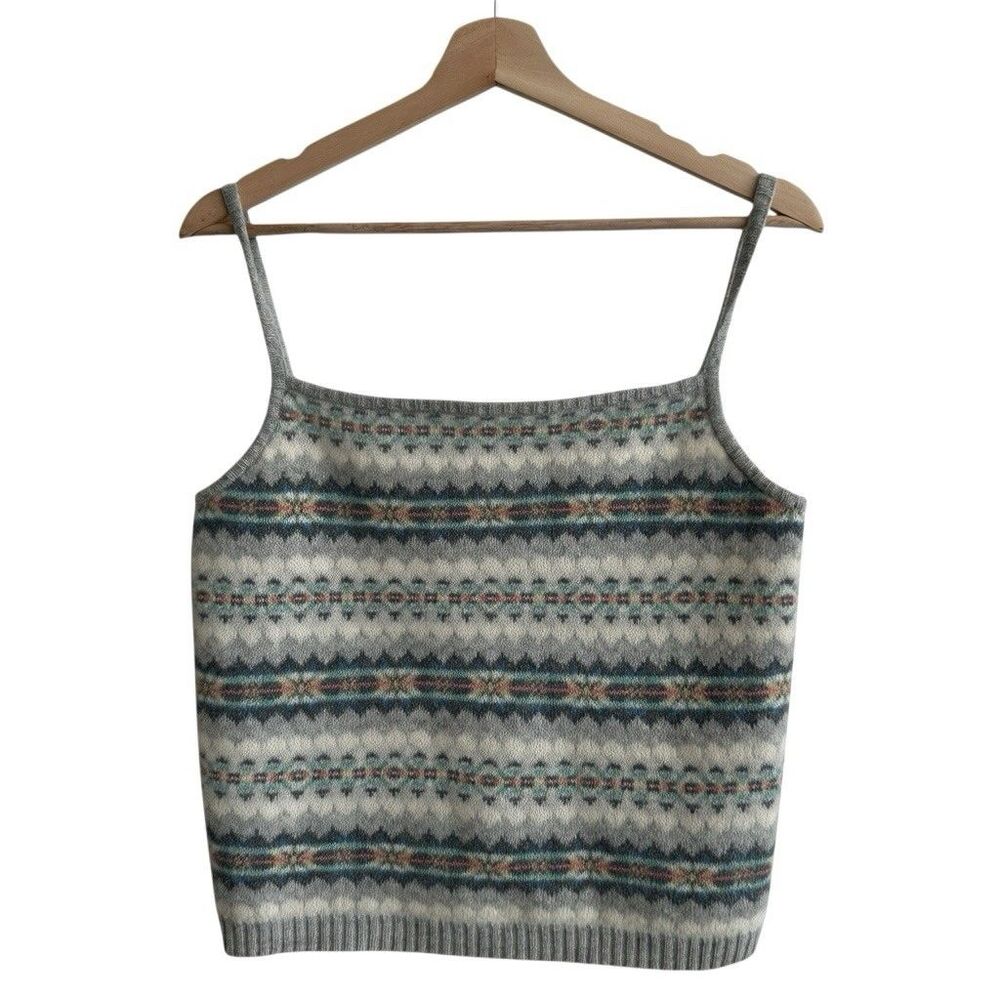 VTG Ralph Lauren Fair Isle wool sweater Tank top L Strappy Sleeves